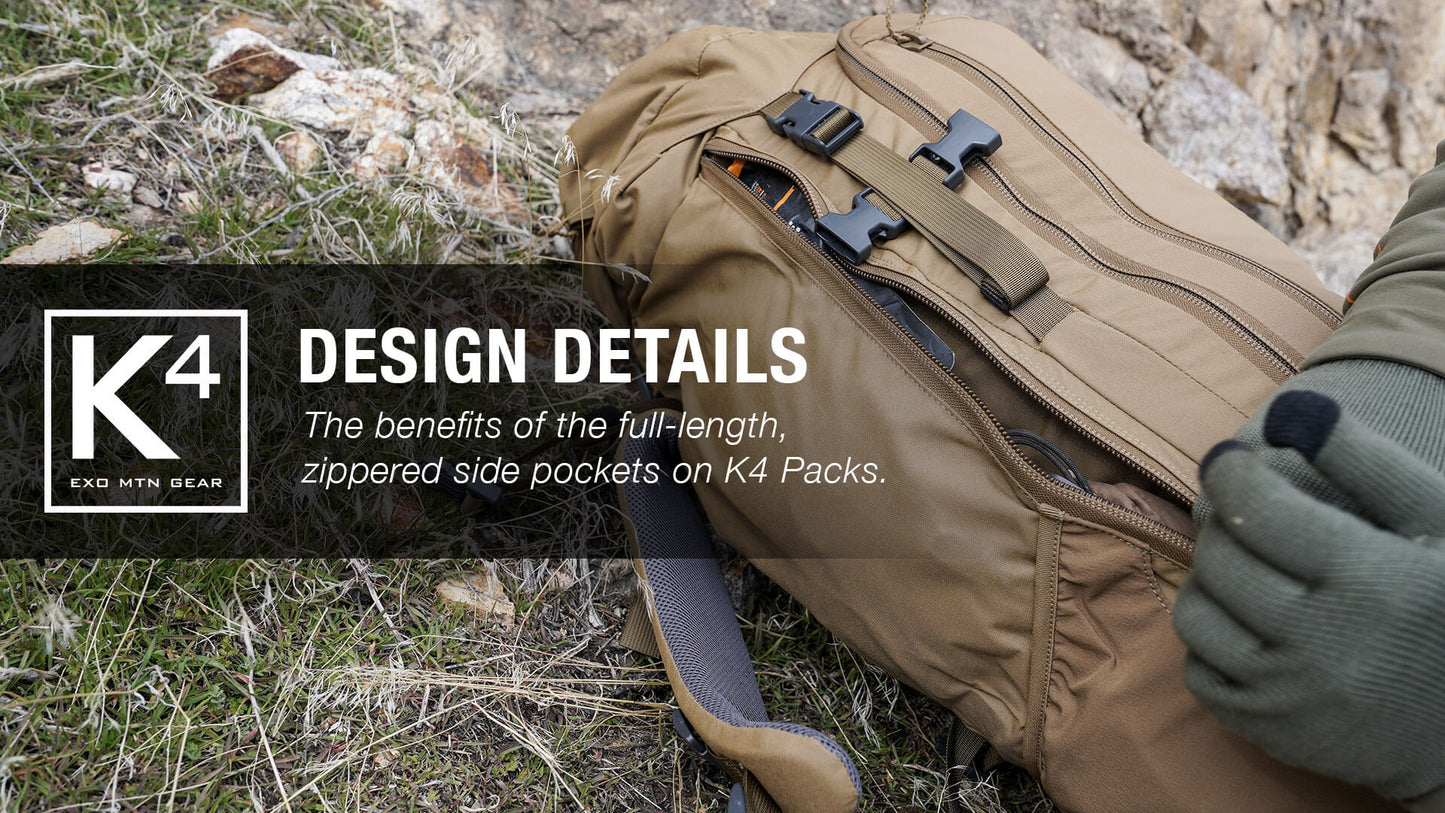 K4 Design Details — Full-Length, Zippered Side Pockets