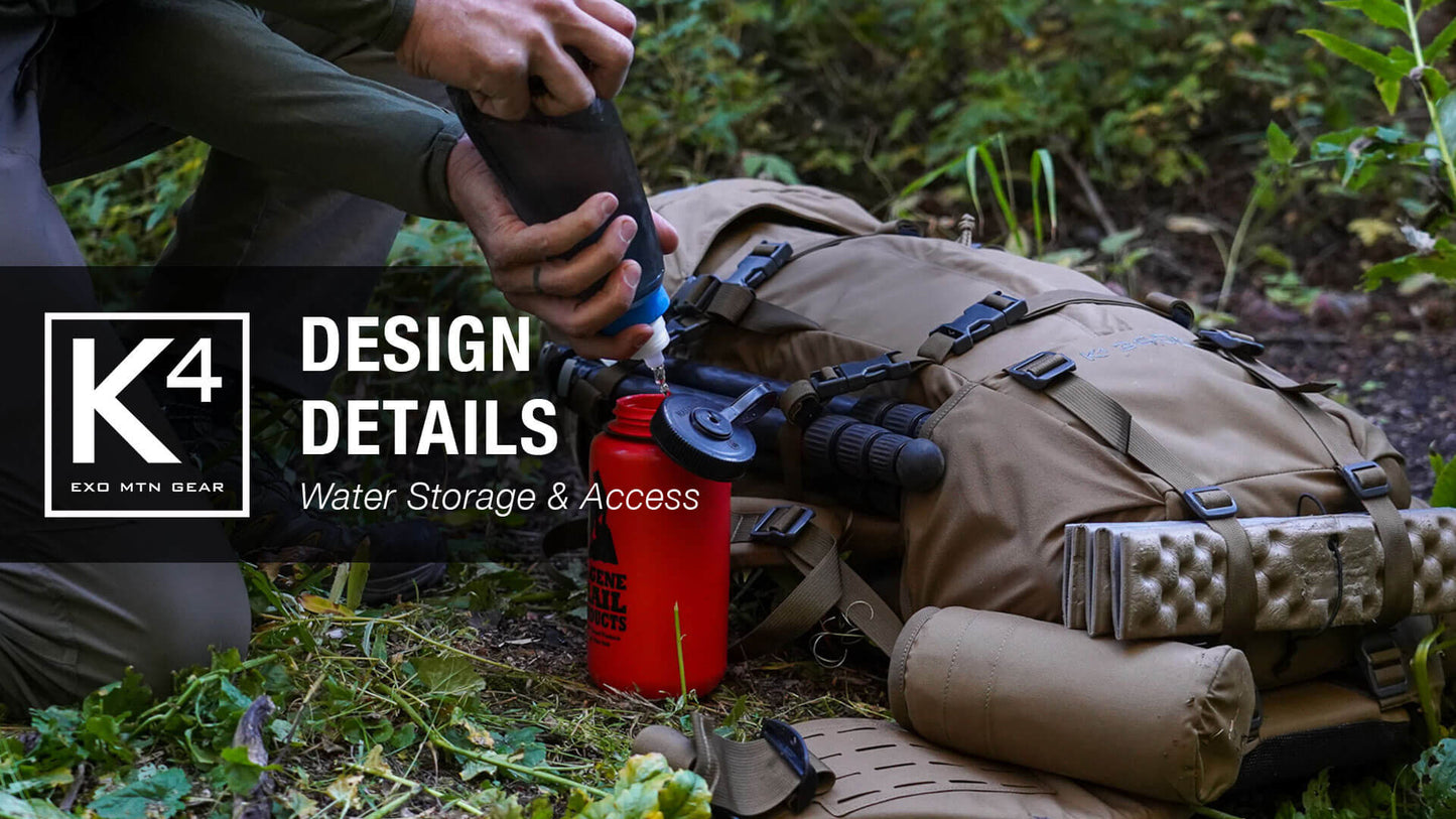 K4 Design Details — Hydration Bladder & Water Bottles